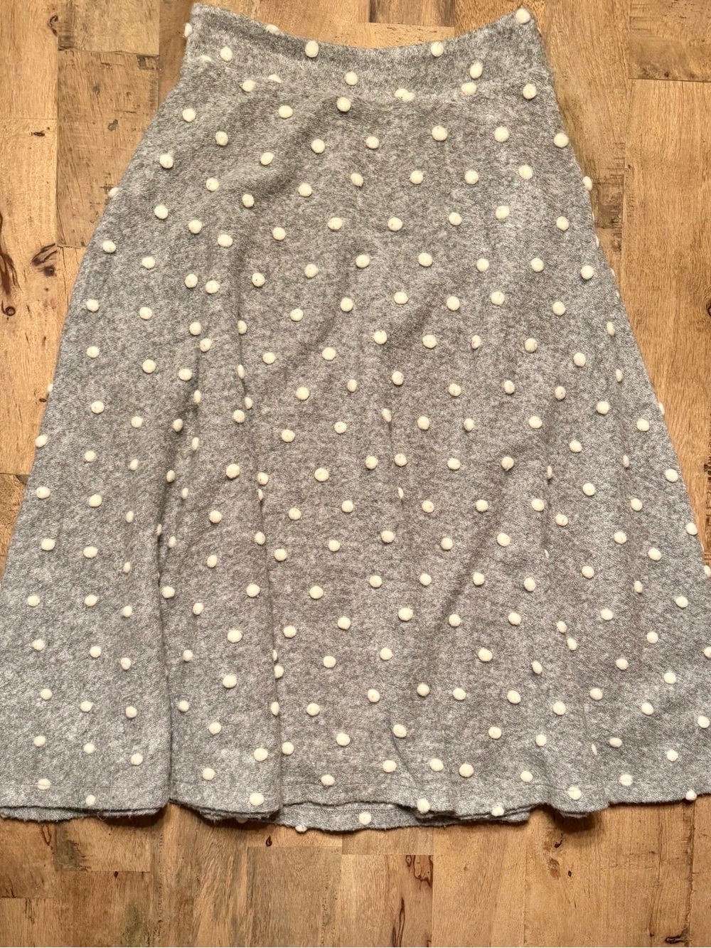 Maeve Anthropologie Wool Blend Raised Polka Dot Midi Skirt Gray Orange XS